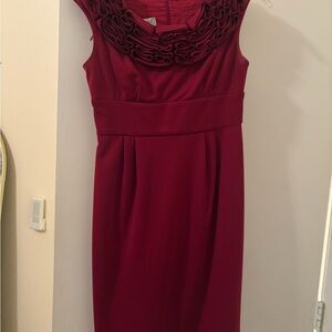Chic Wine Midi Dress with Intricate Neckline